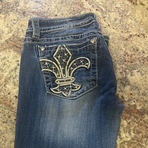 Miss Me Dark Blue Signature-rise boot Jeans with Embellished pocket